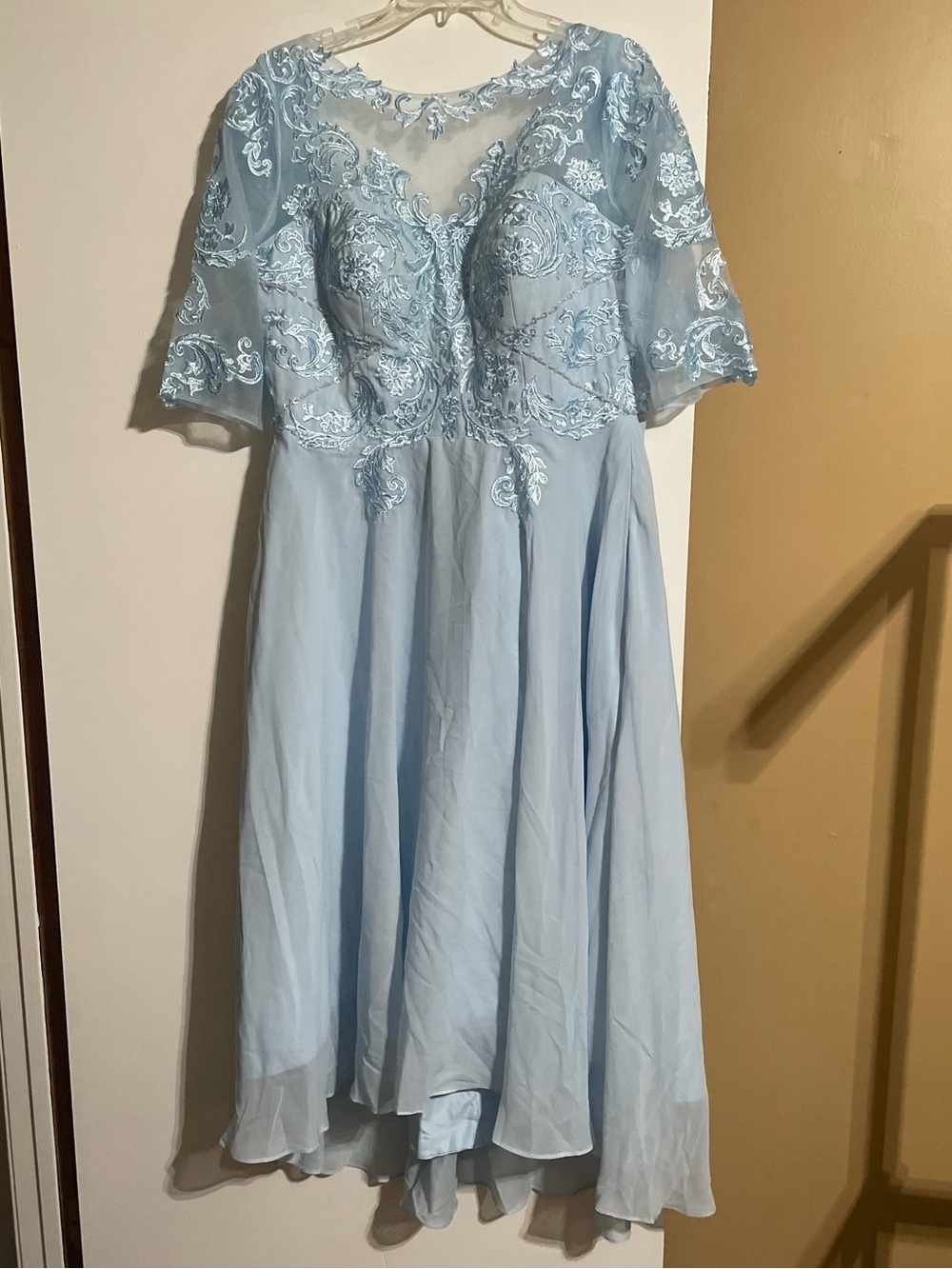 Light Blue Lace Bodice Dress